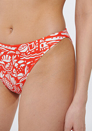 Tropik Baskılı Kırmızı Bikini Altı 1911500-34040