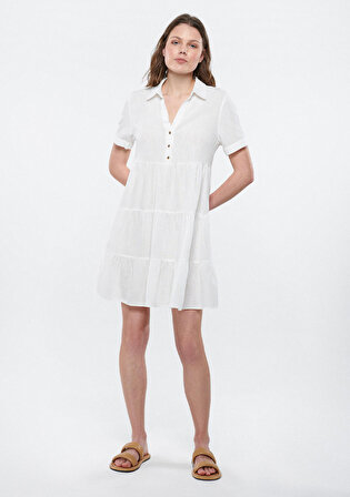 Gömlek Yaka Beyaz Elbise 1310271-70057