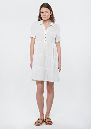 Gömlek Yaka Beyaz Elbise 1310271-70057