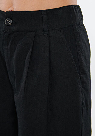 Keten Karışımlı Siyah Pantolon 1010127-900