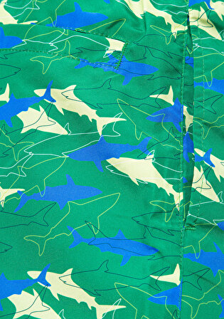 Köpek Balığı Baskılı Yeşil Kısa Deniz Şortu 0910898-71840