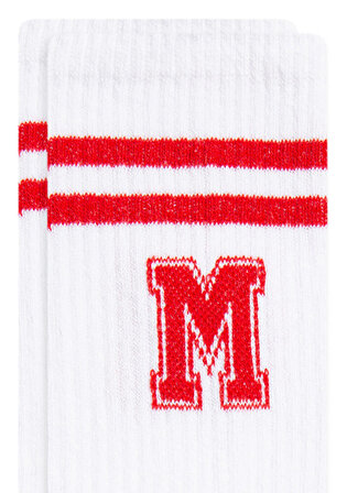 M Logo Baskılı Beyaz Soket Çorap 1911870-85310