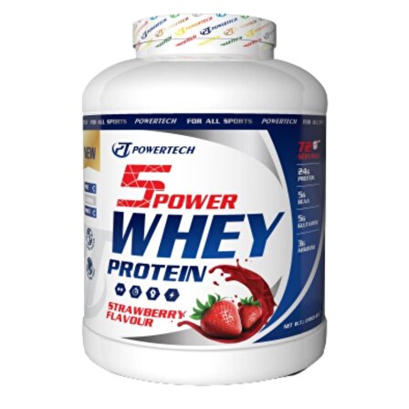 5Power Whey Protein Tozu 72 Servis 2160 gr Çilek Aromalı