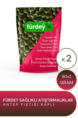 Fürdey Antep Fıstığı Kaplı Sağlıklı Atıştırmalıklar 90 g - 2 Adet