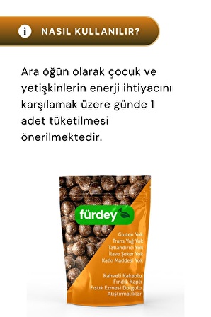 Fürdey Kahveli Kakaolu Fındık Kaplı Sağlıklı Atıştırmalıklar 90 g - 2 Adet