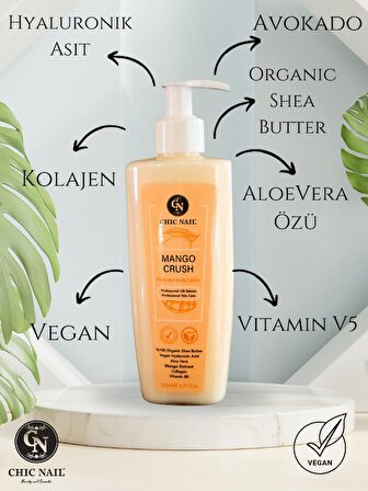 Vegan Yüz ve Vücut Losyonu Mango Crush - Collagen / Hyaluronik asit / AloeVera Özü / Avokado Yağı