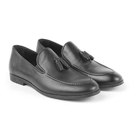 3425 Hakiki Deri Loafer Erkek Ayakkabı Siyah Babet