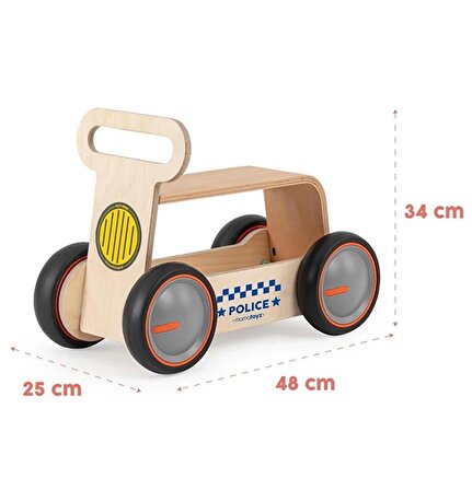 Mamatoyz 03DWp DriveMe Wood Polis – Yürüteç ve Oyuncak Deposu Walker and Toy Wagon