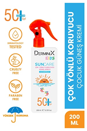 Kids Suya Dayanıklı Çocuk Güneş Kremi SPF50 UVA+UVB 200ml