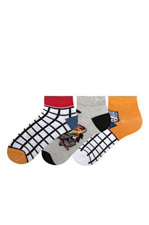 Bross Motor Race Desenli Çocuk Patik Çorap