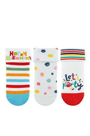 Bross Doğum Günü Desenli Havlu Bebek Soket Çorap