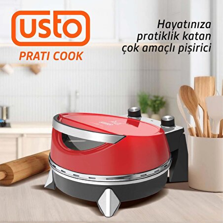 USTO 2855 Prati Cook Çok Amaçlı Pişirici Kırmızı