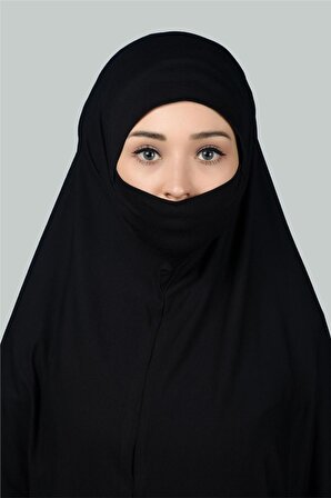 Hazır Türban Peçeli Pratik Eşarp Tesettür Nikaplı Hijab - Namaz Örtüsü Sufle (3XL)