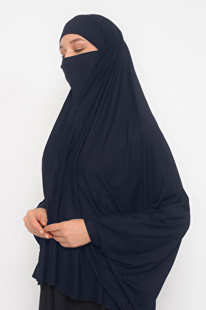 Kollu Sufle Çarşaf Üstü Peçeli Pratik Tesettür Hijab - Nikaplı Namaz Örtüsü