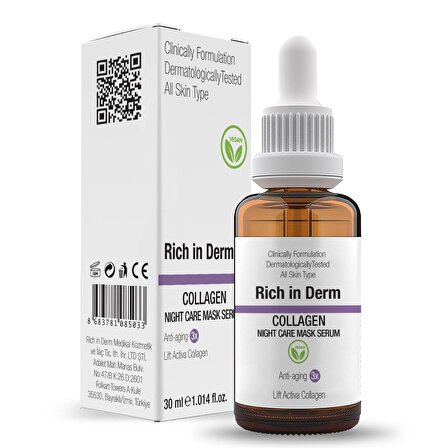 Rich in Derm Kolajen Serum Collagen Nıght Care Mask Serum Lift Active Collagen Anti-aging 3x Night Botox
