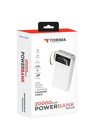 Torima TRM-1021 Hızlı Şarj Özellikli 4 Çıkışlı 20.000 Mah Powerbank Siyah