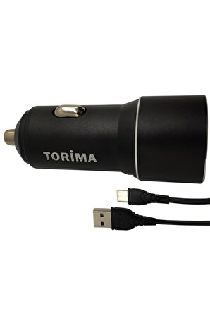 Torima 2 Çıkış Max. 2.4 Amp. Mini Araç Şarj Aleti - Type c Usb Kablo