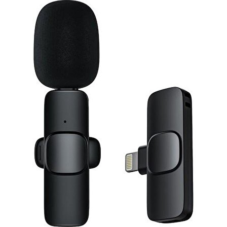 2 Adet Kablosuz Yaka Mikrofonu Lightning 2'li Mini Mikrofon K9