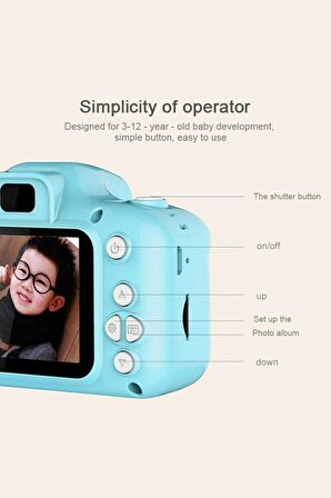 Torima Mavi Renk Mini 1080p Hd Çocuk Kamera Dijital Fotoğraf Makinesi 2.0 Inç Ekran