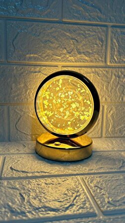 LW-22 Şarjlı Yuvarlak Gold Kristal Küre Masa Lambası Led Gece Lambası