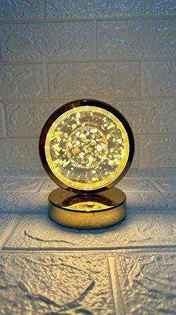 LW-22 Şarjlı Yuvarlak Gold Kristal Küre Masa Lambası Led Gece Lambası