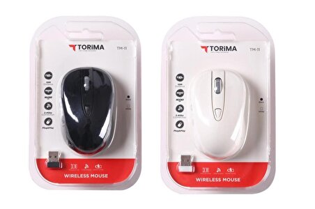 Torima TM-11 Ergonomik Kablosuz Beyaz Optik Mouse