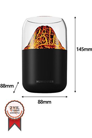 Torima Y10 Siyah Volkan Nemlendirici Renkli Ortam Işığı Yağ Difüzörü Masaüstü Sessiz Aromaterapi Makinesi
