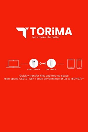 Torima Siyah 64GB Çift Sürücülü USB-TYPE-C OTG