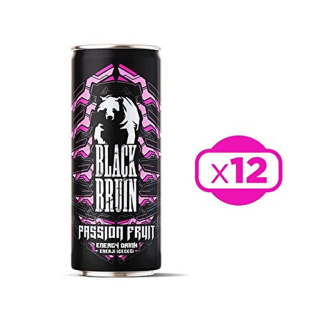 Black Bruin Passion Fruit Aromalı Enerji İçececeği 250ml x 12'li