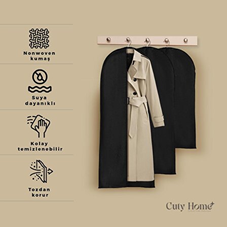 Cuty Home Takım Elbise,Kıyafet Koruma Ve Taşıma Kılıfı Siyah Gamboç 3'lü Set (60*100-140-200)