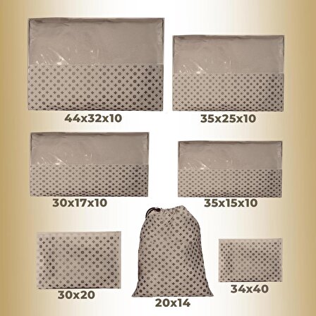 Cuty Home Ev Tekstil Düğme Desen Bej Valiz Organizer -7 Li Set