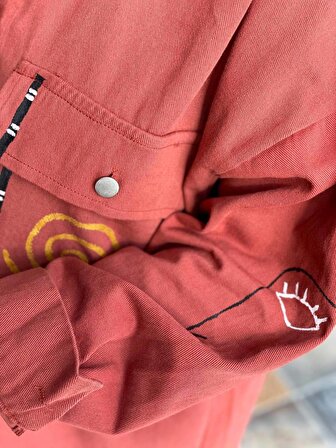 Gabardin Kot Kumaş Baskılı Tasarım Ceket-Gömlek -