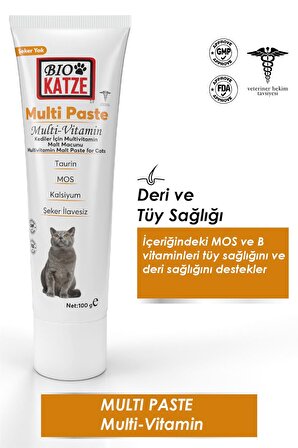 Biokatze Multi Paste Kediler Için Multivitamin Malt Macunu 100gr