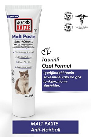 Biokatze Malt Paste Kedi Tüy Yumağı Önlemeyi Destekleyen Malt Macunu 30GR