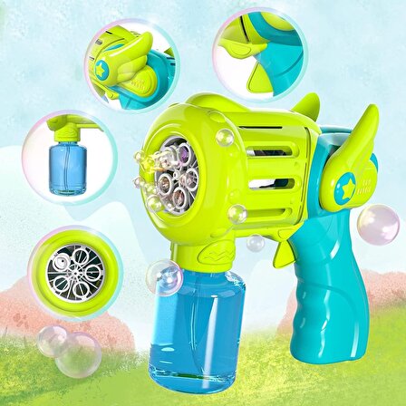 Bubble Machine Gun Baloncuk Çıkartan Tabanca Büyük Boy Pilli Otomatik Köpük Tabancası Yeşil/Mavi