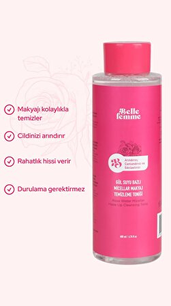 Belle Femme Gül Suyu Bazlı Micellar Makyaj Temizleme Toniği 400 ml.