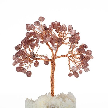 Çilek Kuvars-Kristal Kuvars Doğal Taş Dekoratif Ağaç
