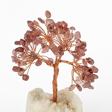 Çilek Kuvars-Kristal Kuvars Doğal Taş Dekoratif Ağaç