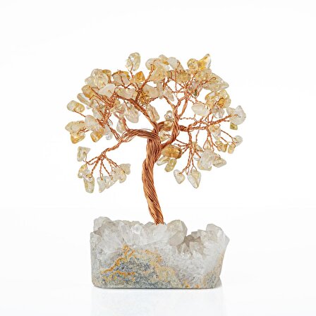 Sitrin-Kristal Kuvars Doğal Taş Dekoratif Ağaç