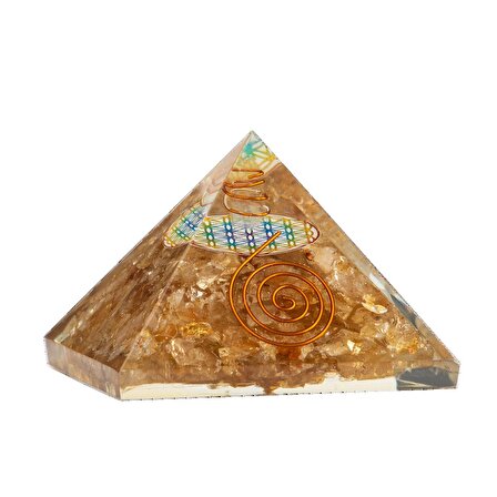 Sitrin Doğal Taş Organit Piramit - 6cm