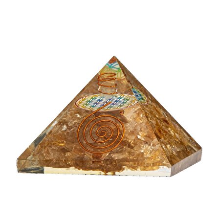 Sitrin Doğal Taş Organit Piramit - 6cm