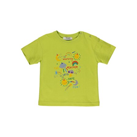 Erkek ÇocukBaskılı Örme T-Shirt Yeşil