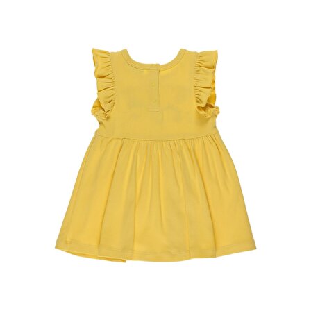 Panço Kız Çocuk Nakış Detaylı Elbise Sarı