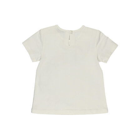 Panço Kız Çocuk Fırfır Detaylı T-Shirt Beyaz
