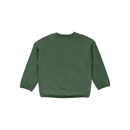 Erkek ÇocukÜç Boyut ve Nakış Detaylı Sweatshirt Yeşil