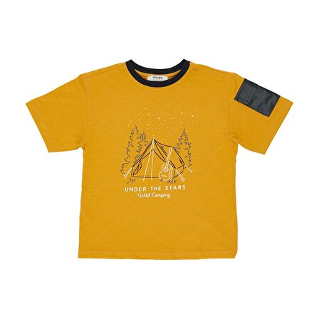 Panço Erkek Çocuk Baskı Detaylı T-Shirt Gri