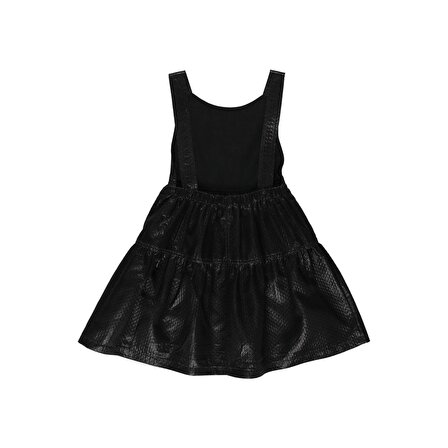 Panço Kız Çocuk Dokulu Kolsuz Elbise Siyah