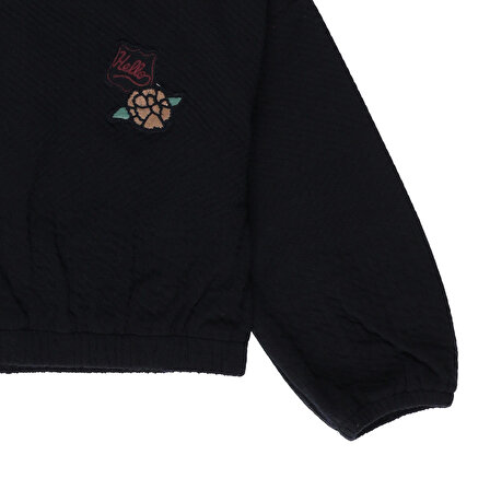 Panço Kız Çocuk Crop Sweatshirt Lacivert