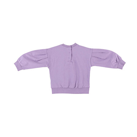 Panço Kız Çocuk Baskı Detaylı Sweatshirt Mor