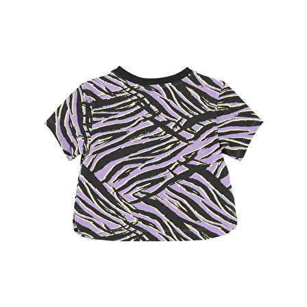 Panço Kız Çocuk Zebra Desenli Kısa Kollu T-Shirt Siyah